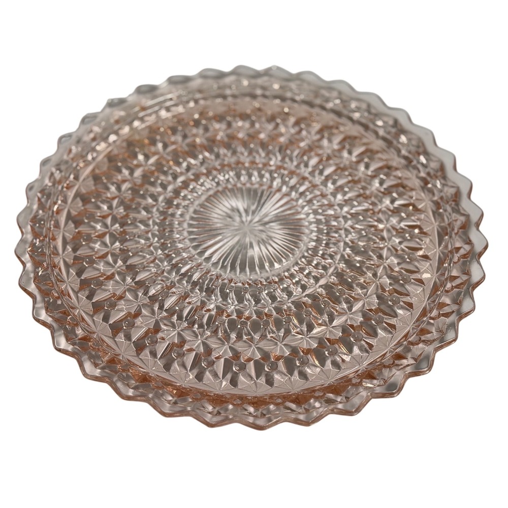 VTG Federal Glass Plate Pink Depression Glass Windsor Diamond Pattern Round‎ 10"